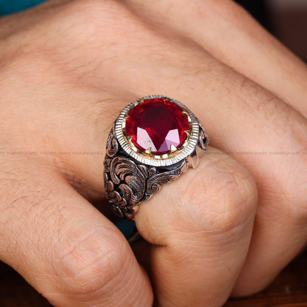 انگشتر یاقوت سرخ مردانه کد 12773