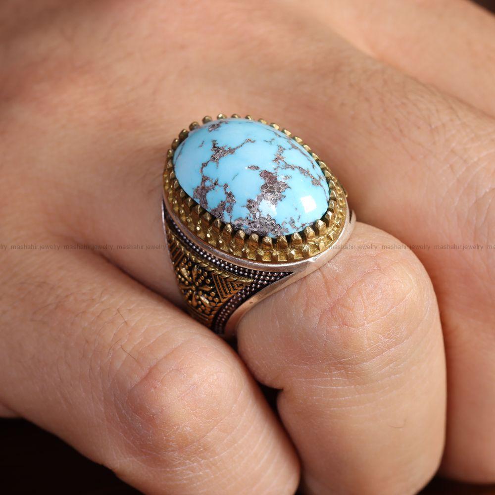 انگشتر فیروزه شجری مردانه کد 12783