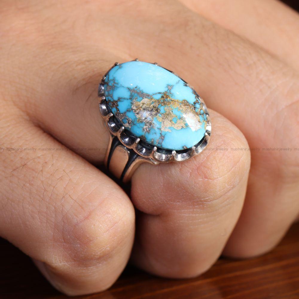 انگشتر فیروزه شجری مردانه کد 12786