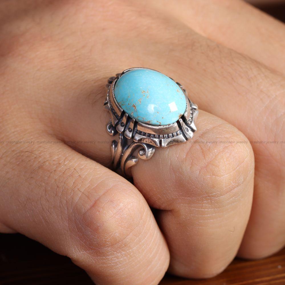انگشتر فیروزه شجری مردانه کد 12788