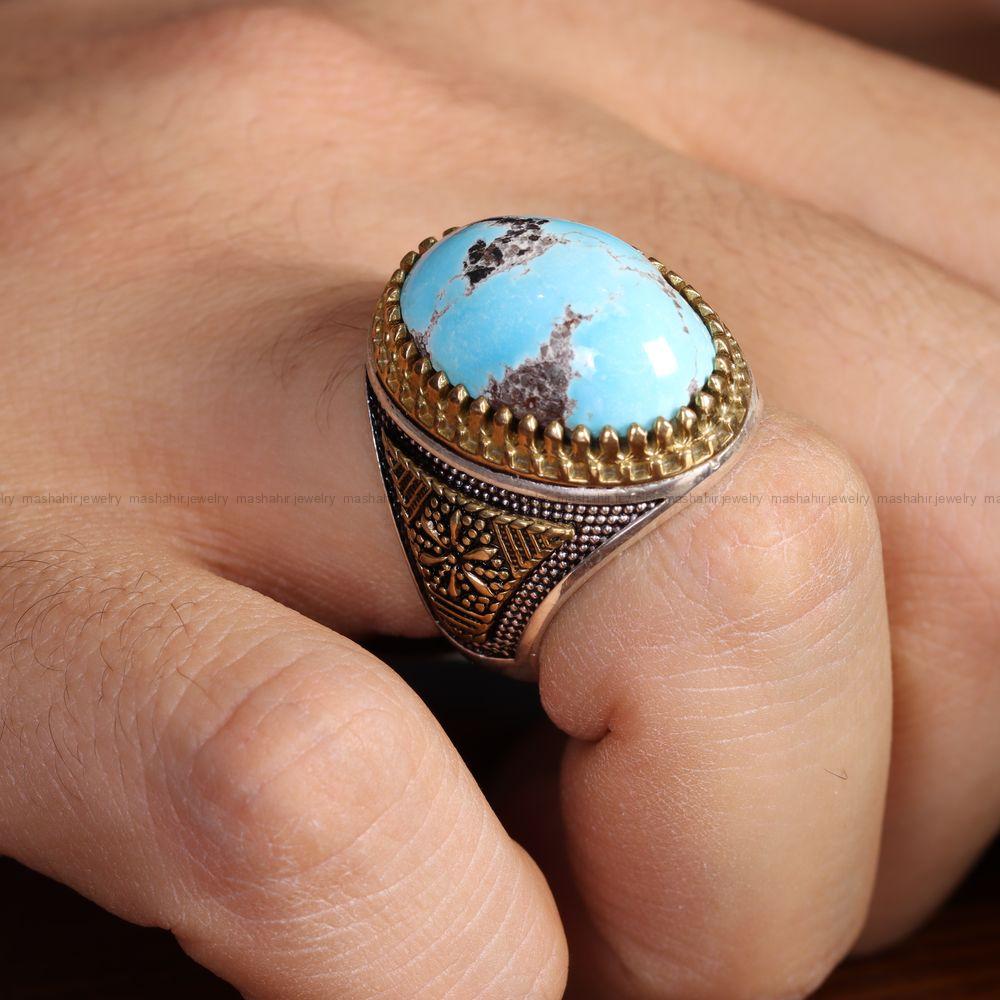 انگشتر فیروزه شجری مردانه کد 12793