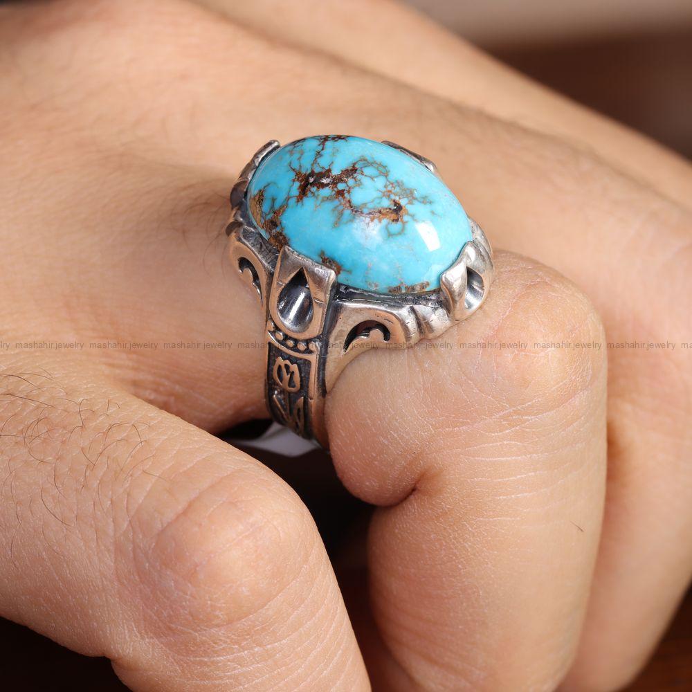 انگشتر فیروزه شجری مردانه کد 12809