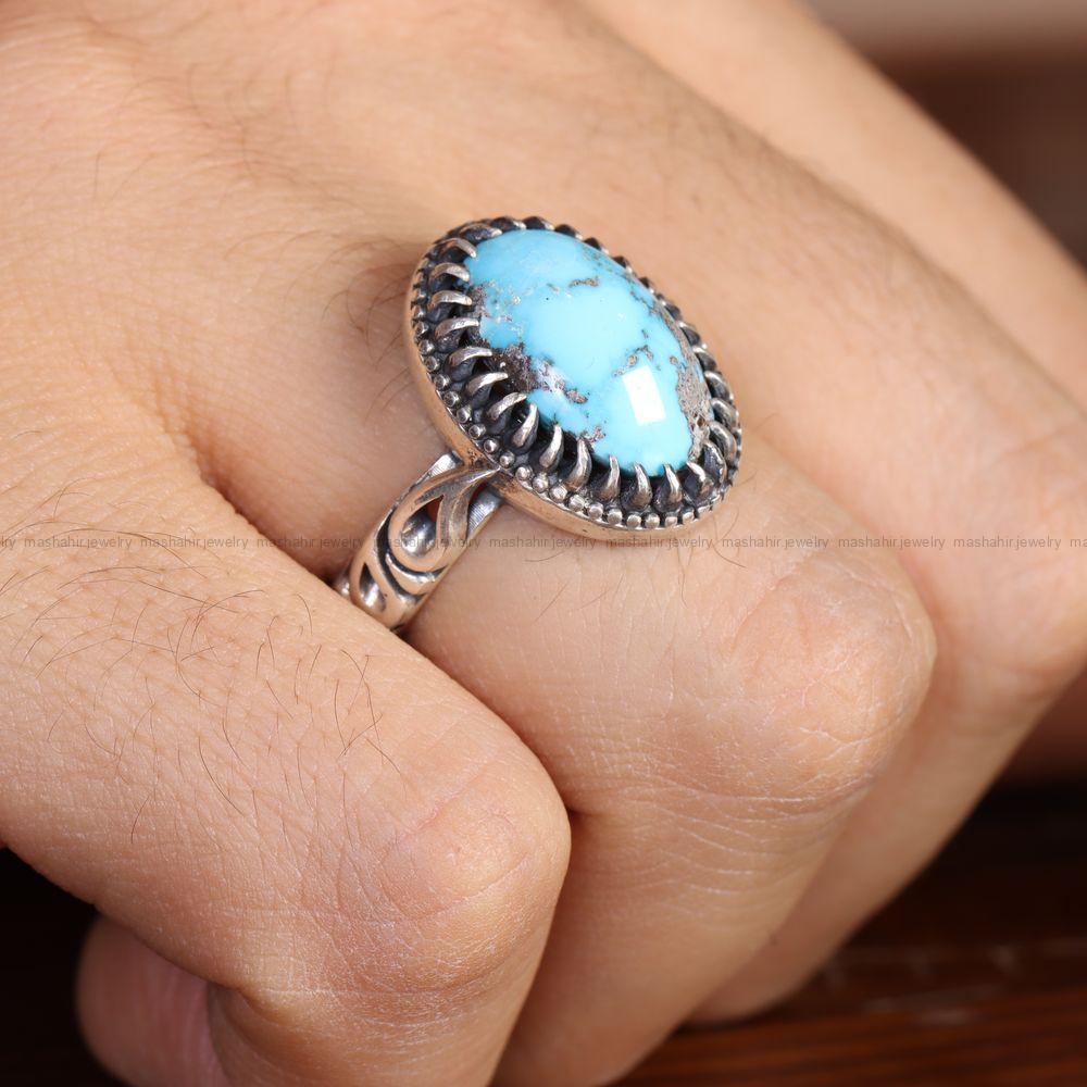 انگشتر فیروزه شجری مردانه کد 12810