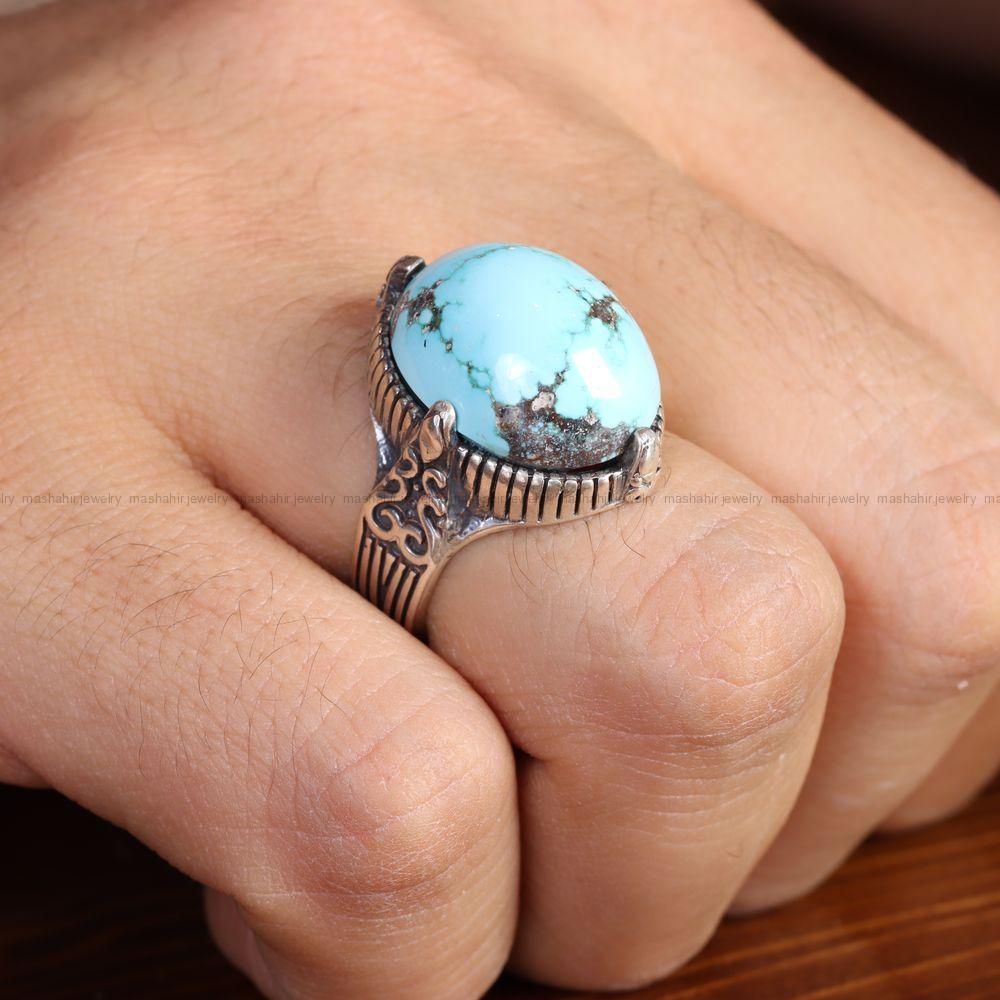 انگشتر فیروزه شجری مردانه کد 12827