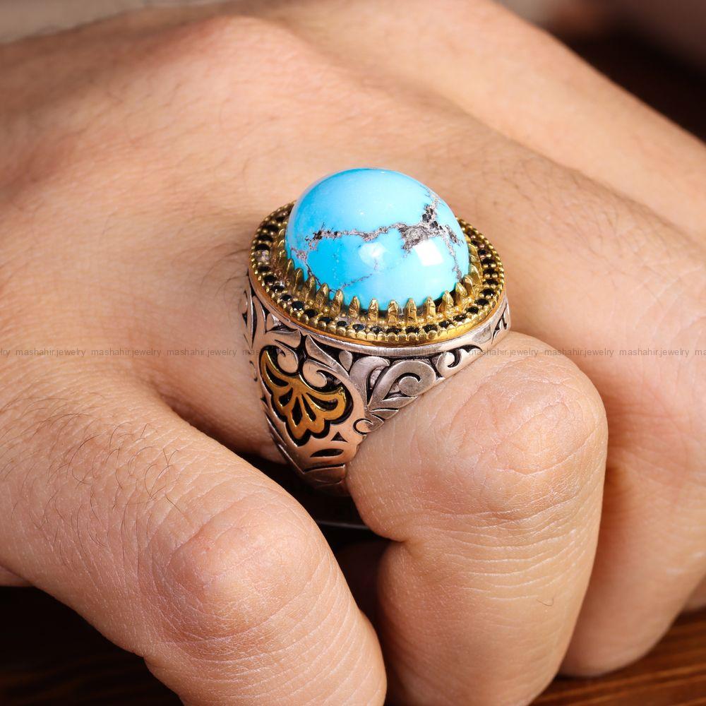 انگشتر فیروزه شجری مردانه کد 12844