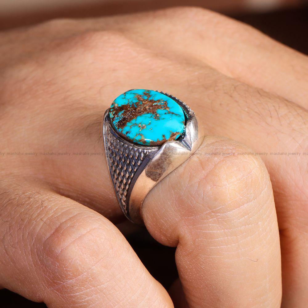 انگشتر فیروزه شجری مردانه کد 12852