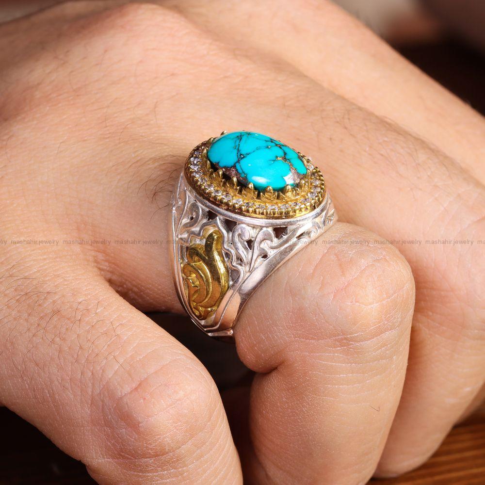 انگشتر فیروزه شجری مردانه کد 12854