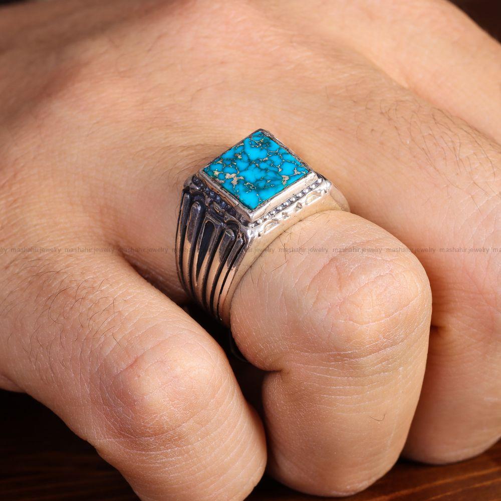 انگشتر فیروزه شجری مردانه کد 12855
