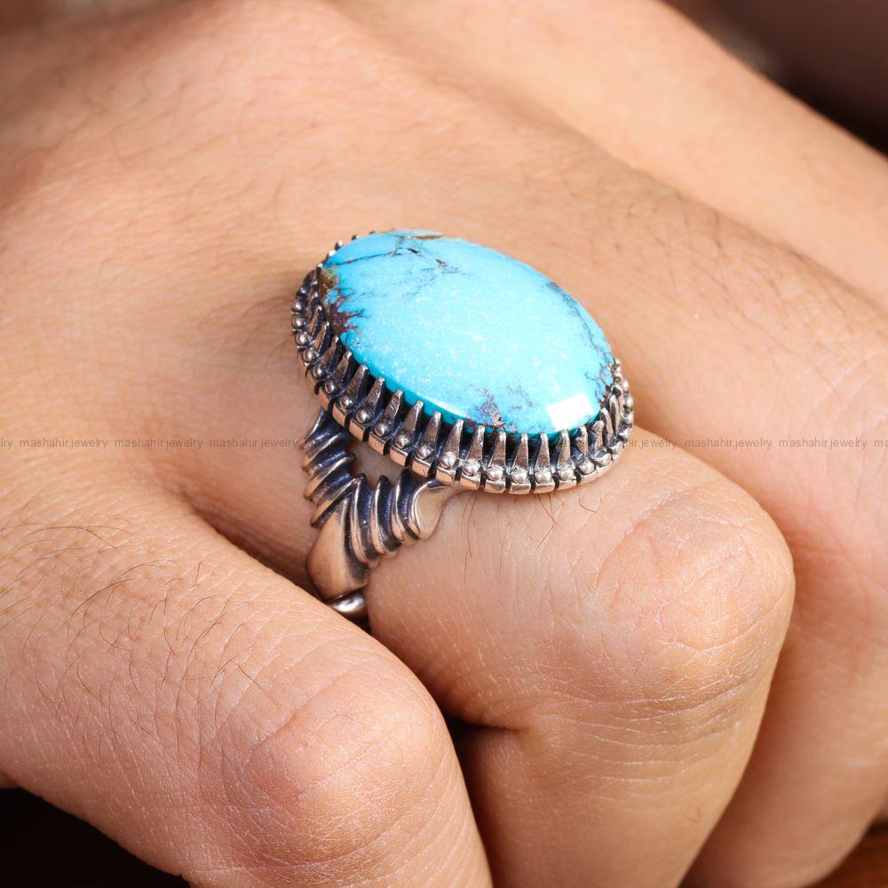 انگشتر فیروزه شجری مردانه کد 12864