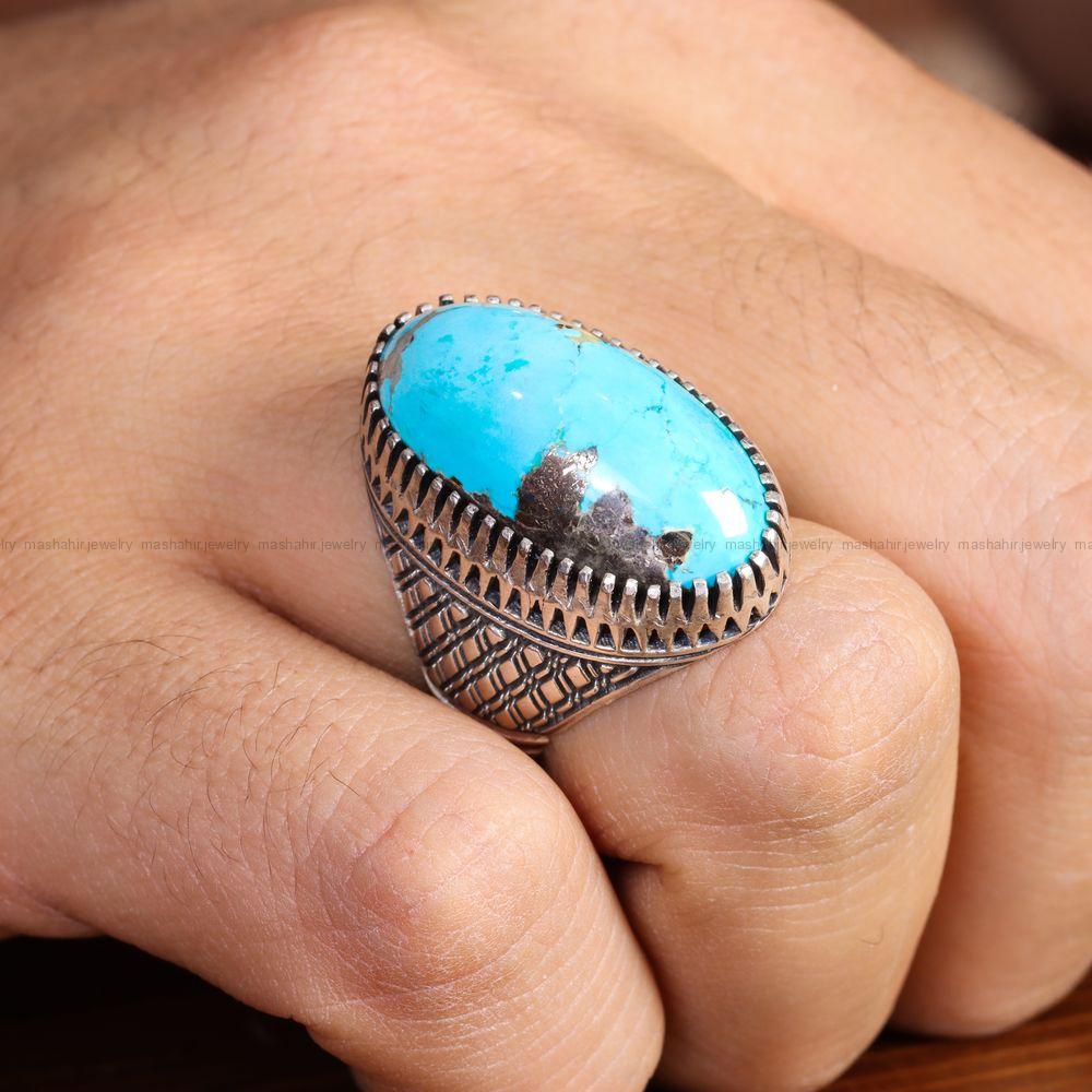 انگشتر فیروزه شجری مردانه کد 12865
