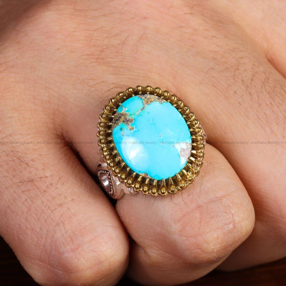 انگشتر فیروزه شجری مردانه کد 12886
