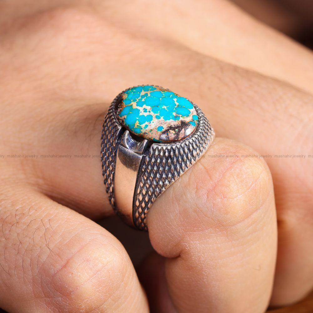 انگشتر فیروزه شجری مردانه کد 12891