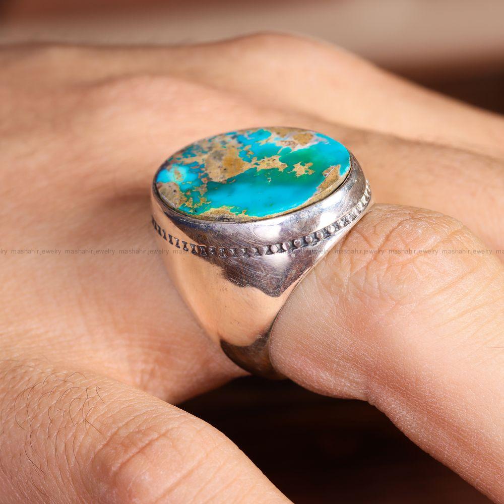 انگشتر فیروزه شجری مردانه کد 12895