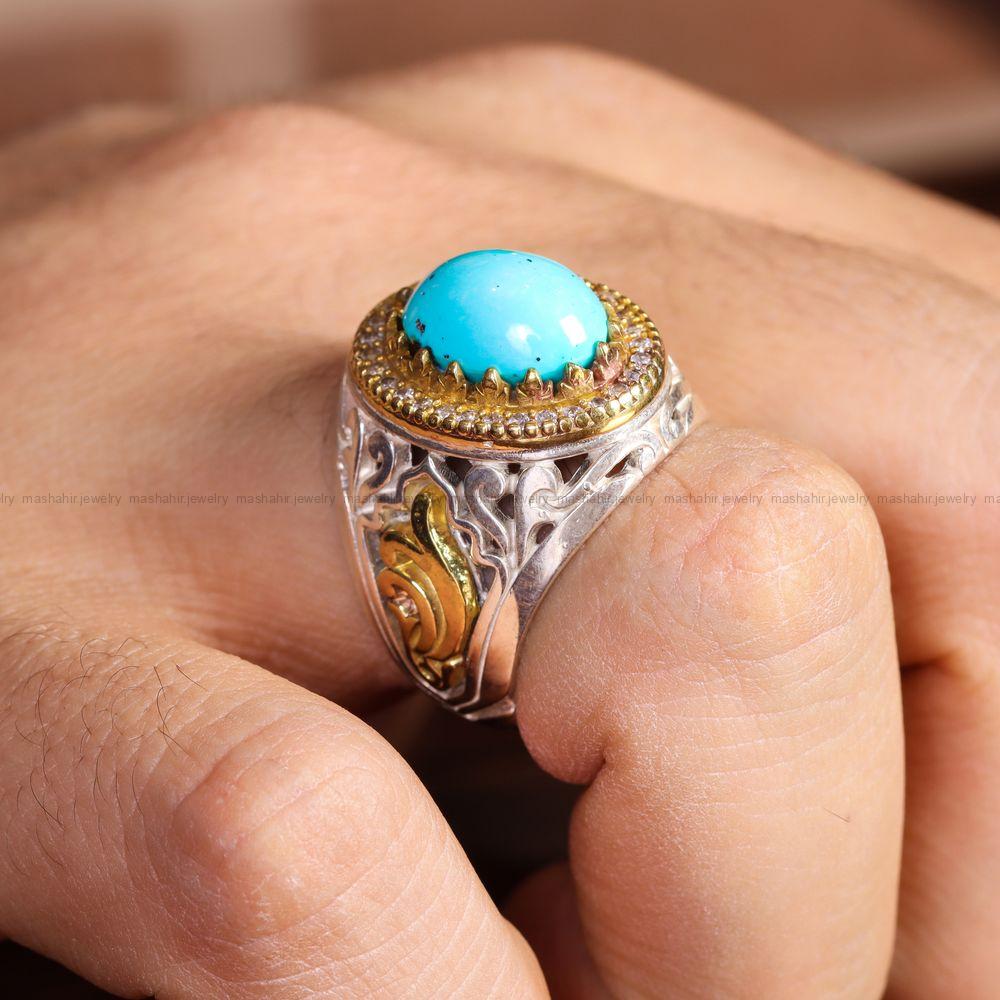 انگشتر فیروزه شجری مردانه کد 12899