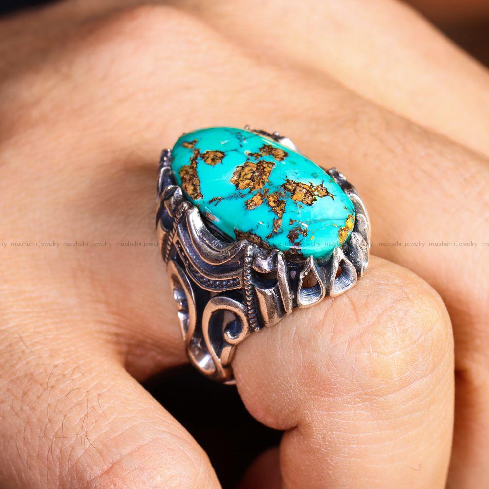 انگشتر فیروزه شجری مردانه کد 12902