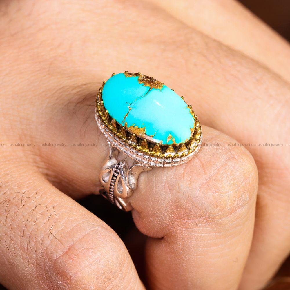 انگشتر فیروزه شجری مردانه کد 12905