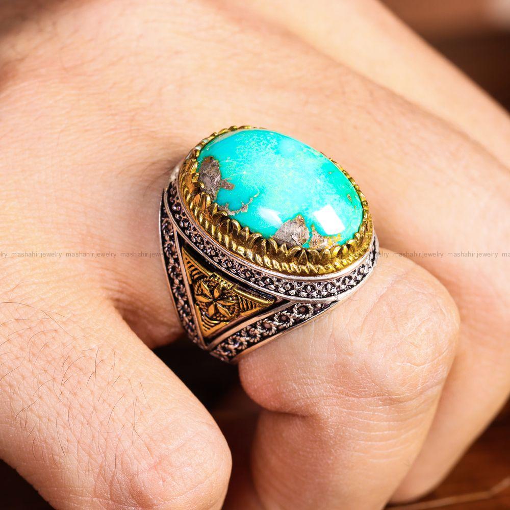 انگشتر فیروزه شجری مردانه کد 12908