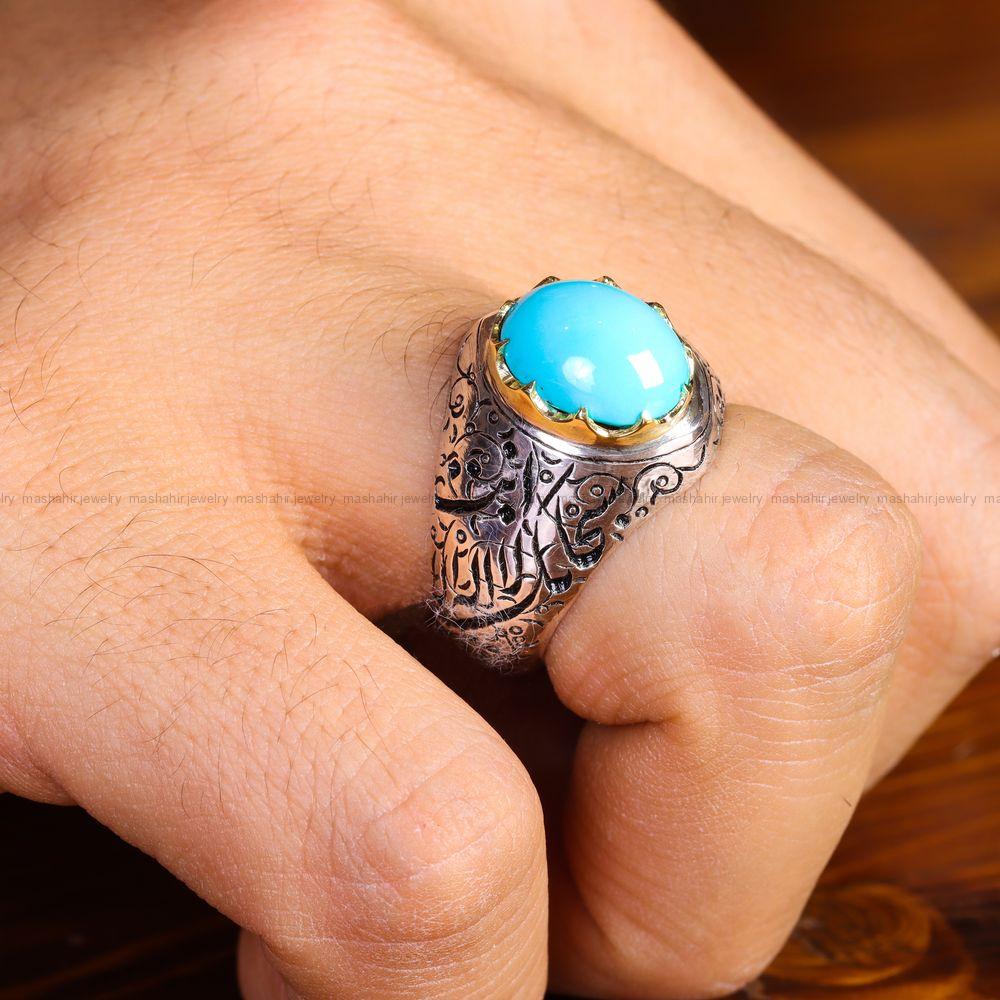 انگشتر فیروزه عجمی مردانه کد 12934