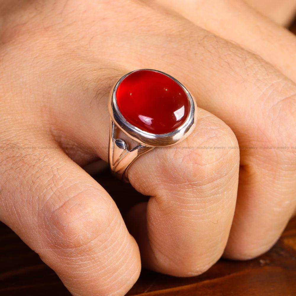 انگشتر عقیق مردانه کد 12936