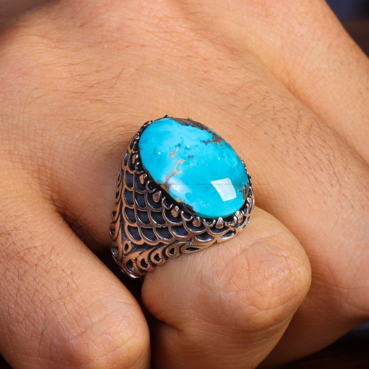 انگشتر فیروزه شجری مردانه کد 12961