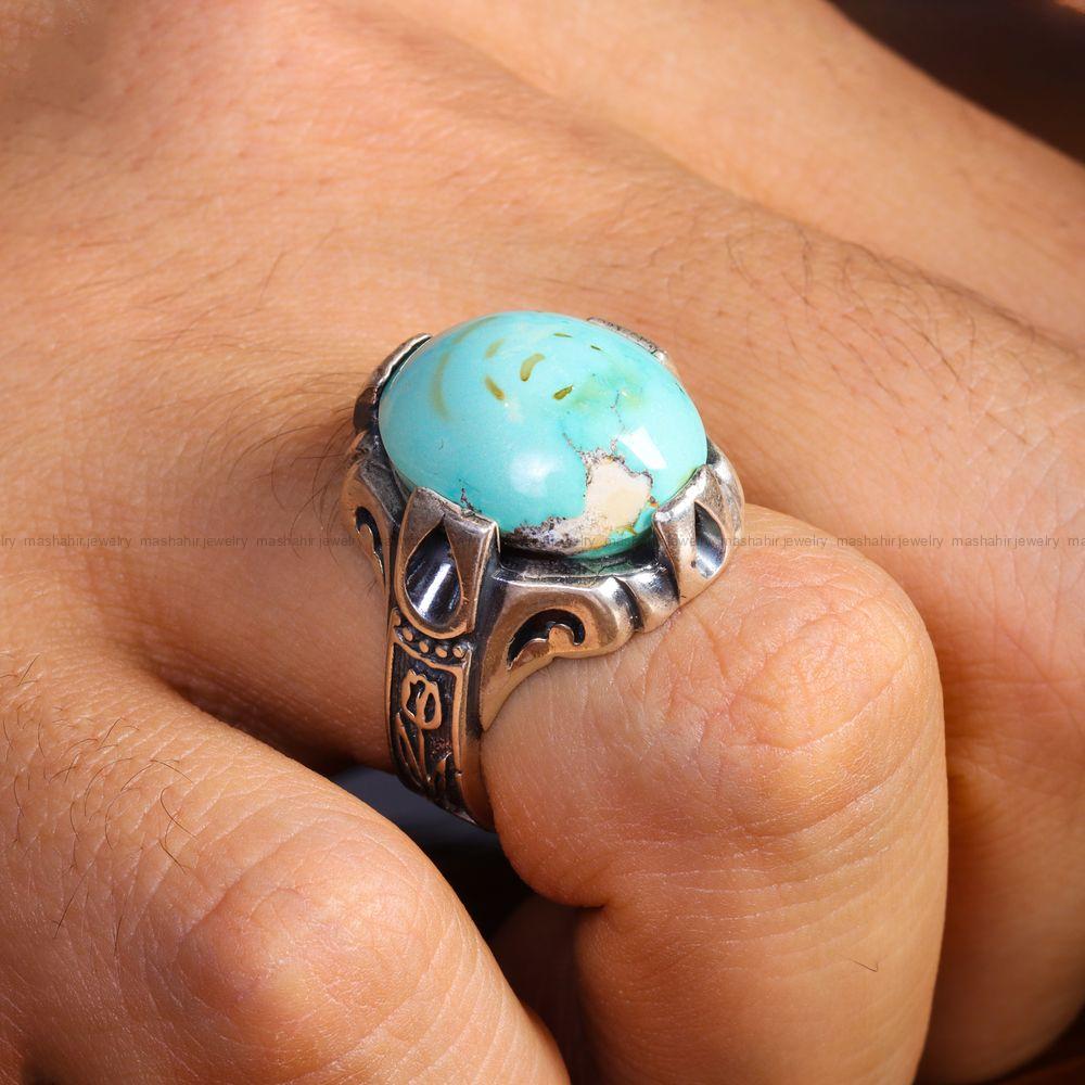 انگشتر فیروزه شجری مردانه کد 12978