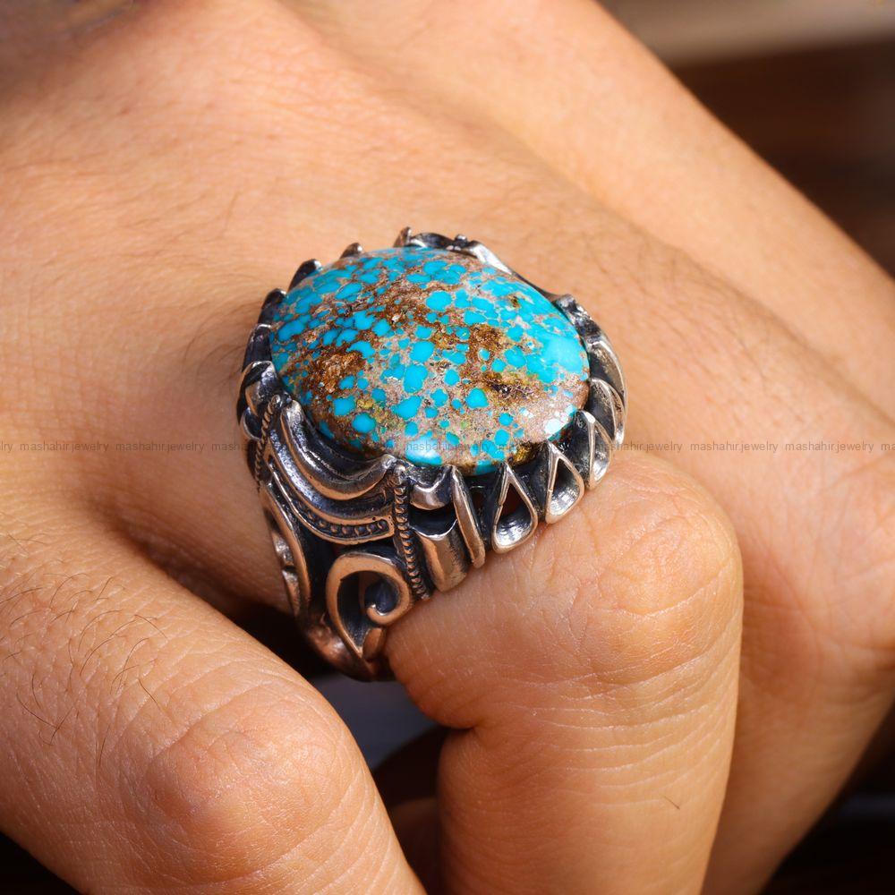 انگشتر فیروزه شجری مردانه کد 12988