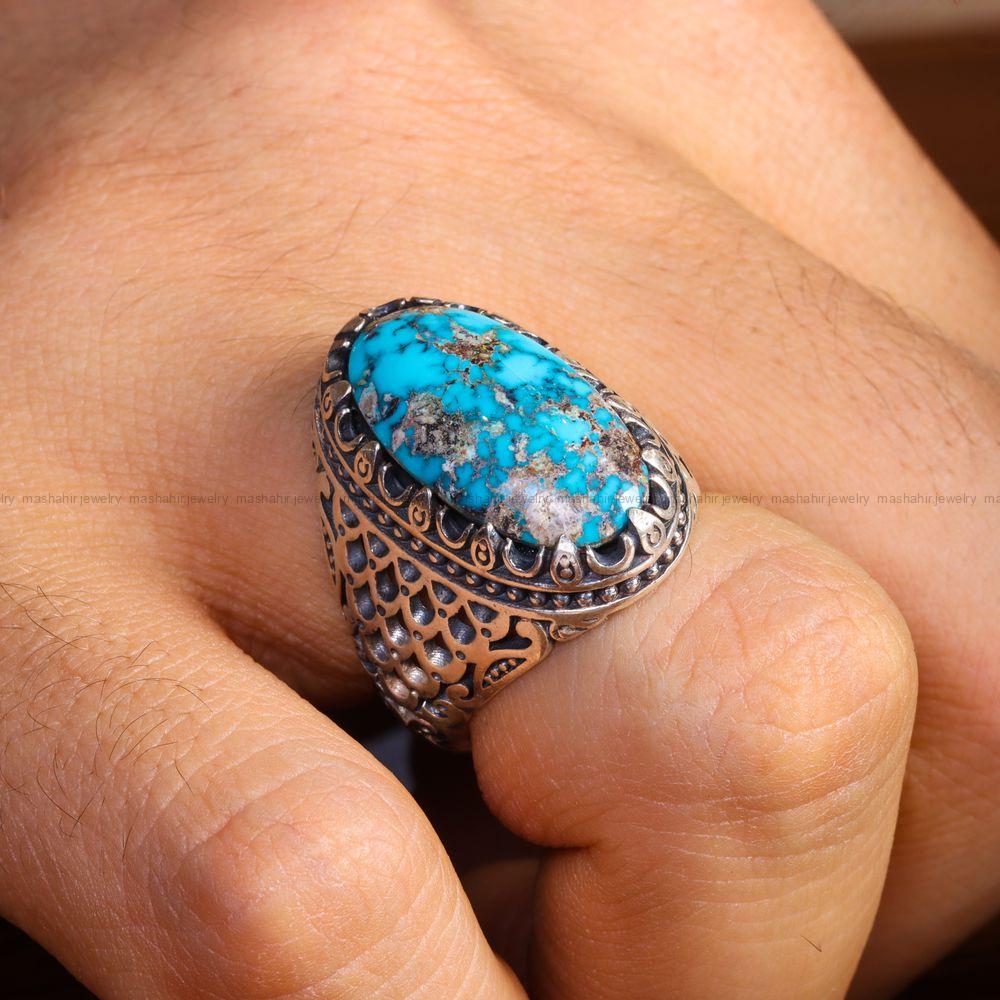 انگشتر فیروزه شجری مردانه کد 13003