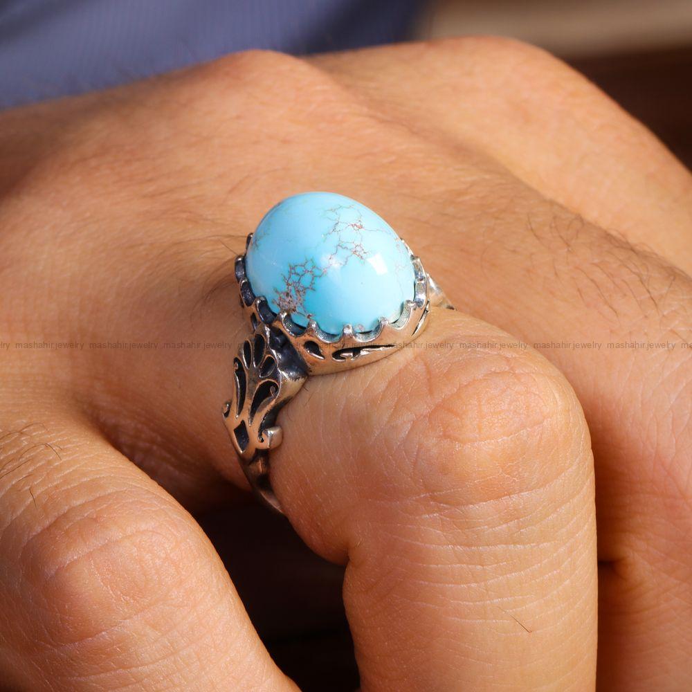 انگشتر فیروزه شجری مردانه کد 13005