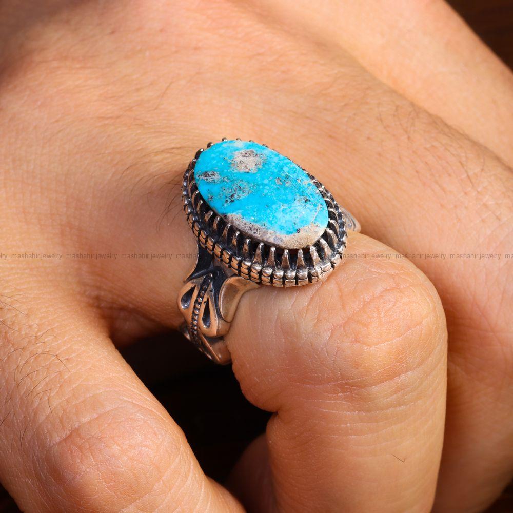 انگشتر فیروزه شجری مردانه کد 13006