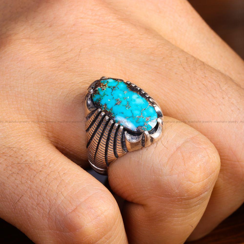 انگشتر فیروزه شجری مردانه کد 13021