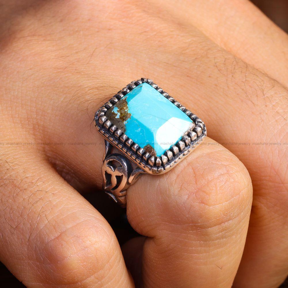 انگشتر فیروزه شجری مردانه کد 13038