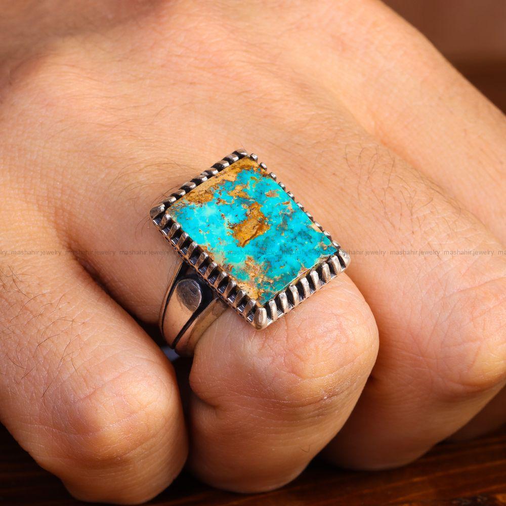 انگشتر فیروزه شجری مردانه کد 13044