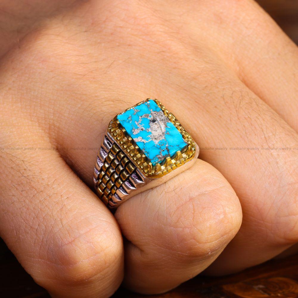 انگشتر فیروزه شجری مردانه کد 13049