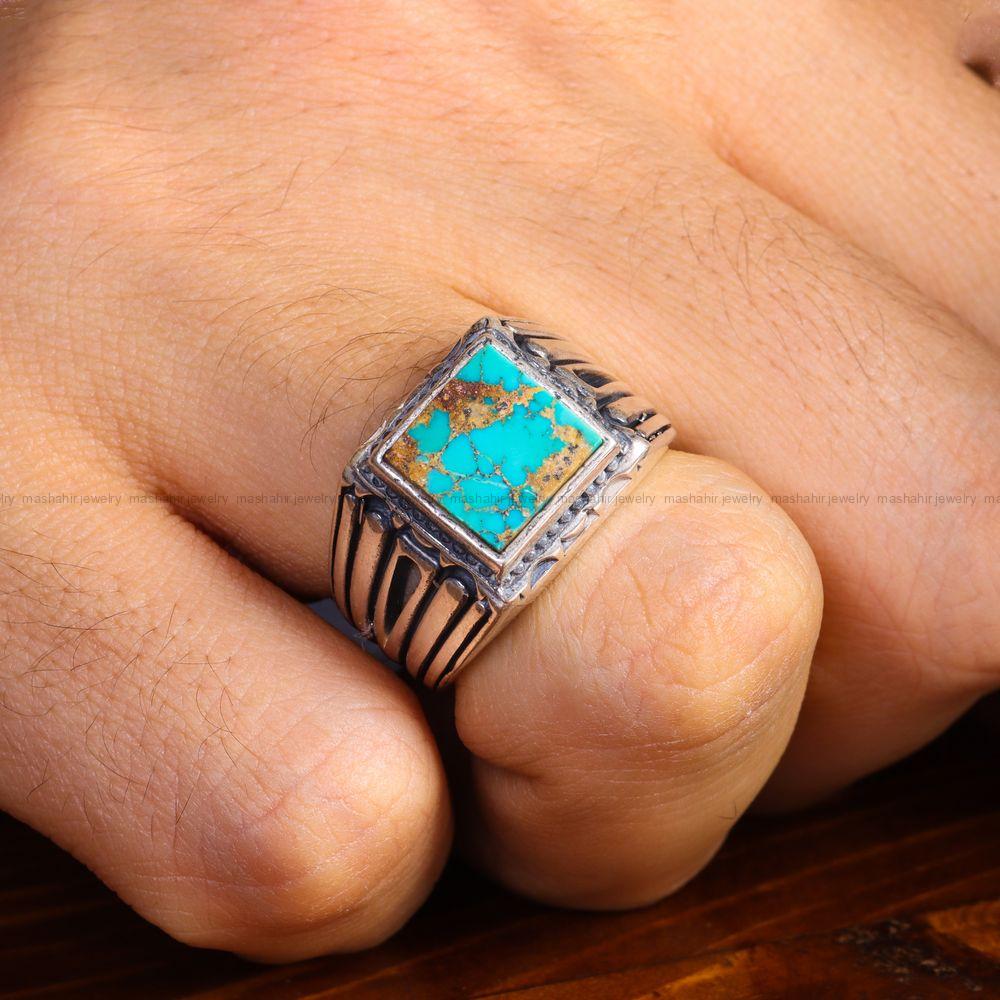 انگشتر فیروزه شجری مردانه کد 13051