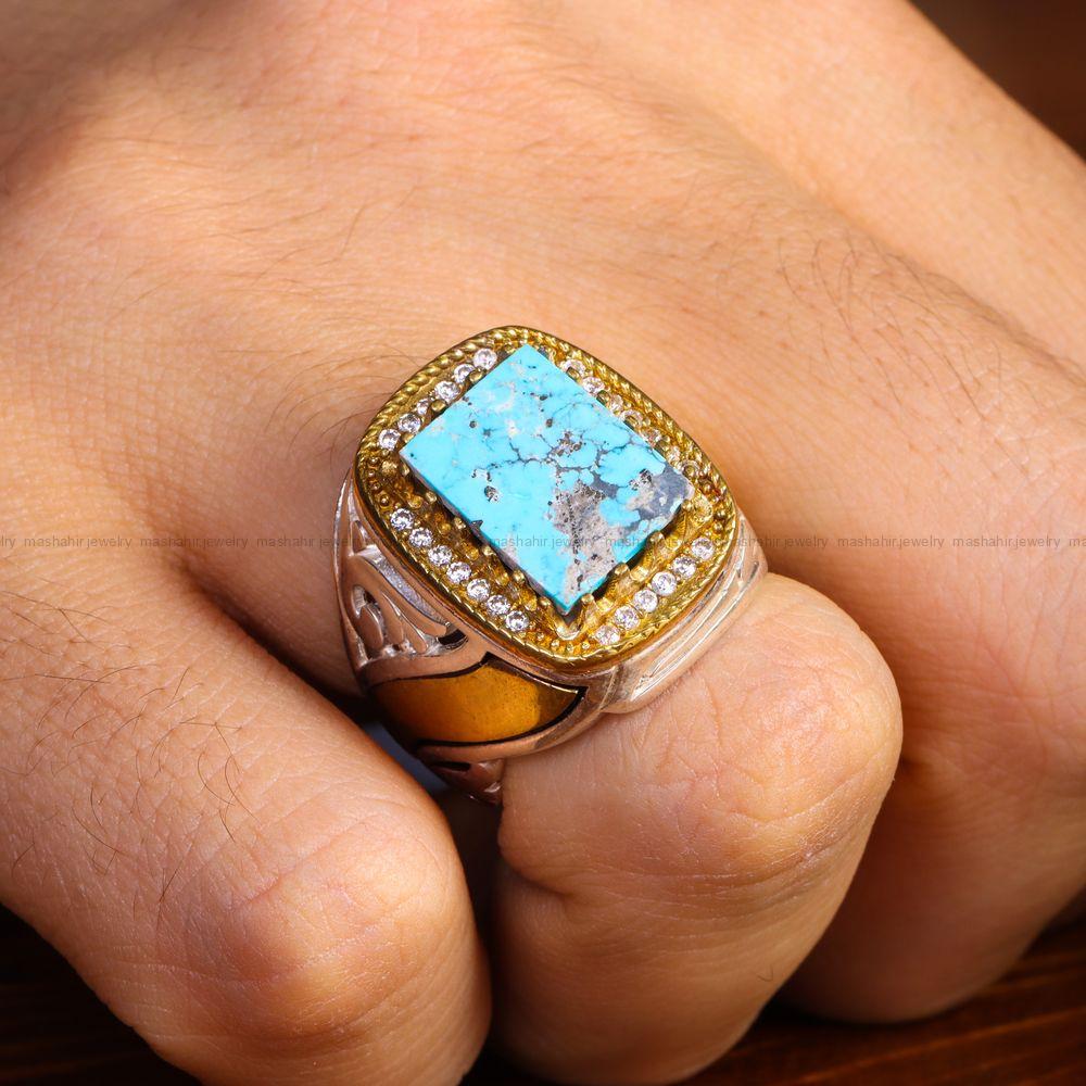 انگشتر فیروزه شجری مردانه کد 13053