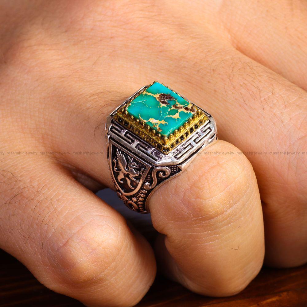 انگشتر فیروزه شجری مردانه کد 13059