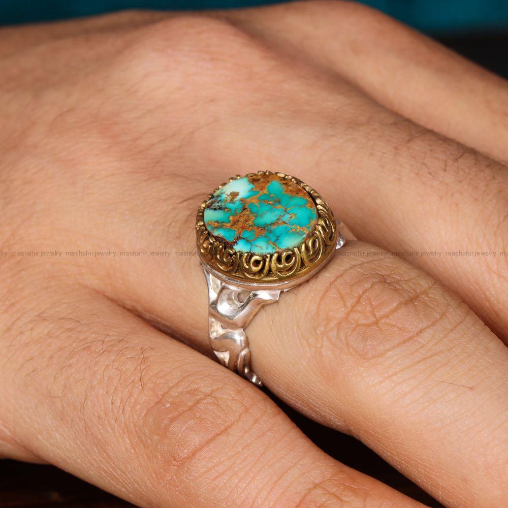 انگشتر فیروزه شجری مردانه کد 12673