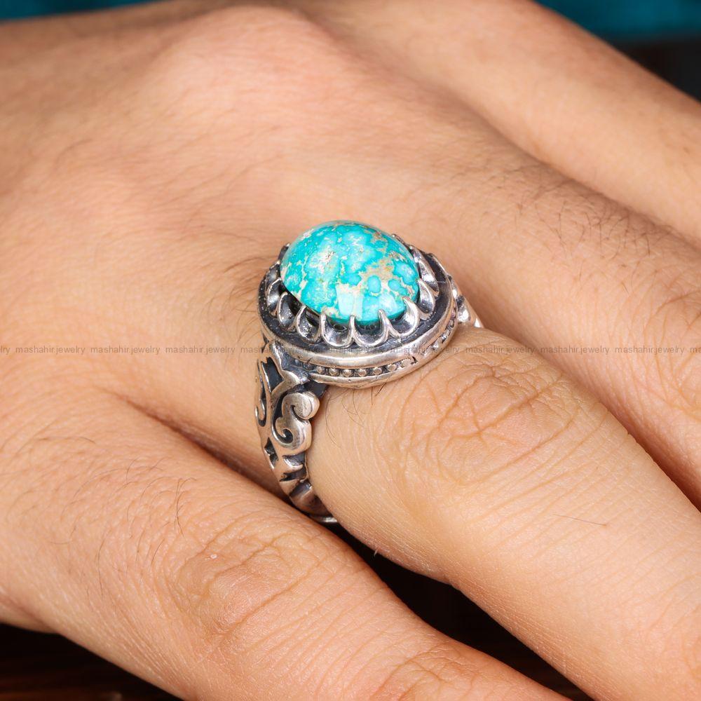انگشتر فیروزه شجری مردانه کد 12675