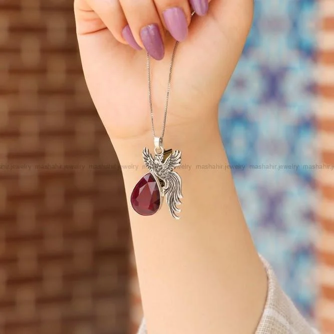 گردنبند یاقوت سرخ زنانه کد 12067