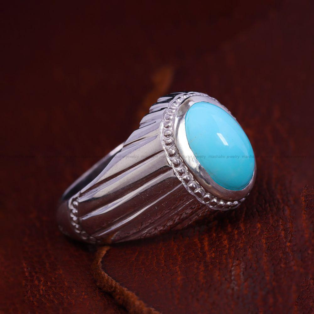 انگشتر فیروزه عجمی مردانه کد 13128