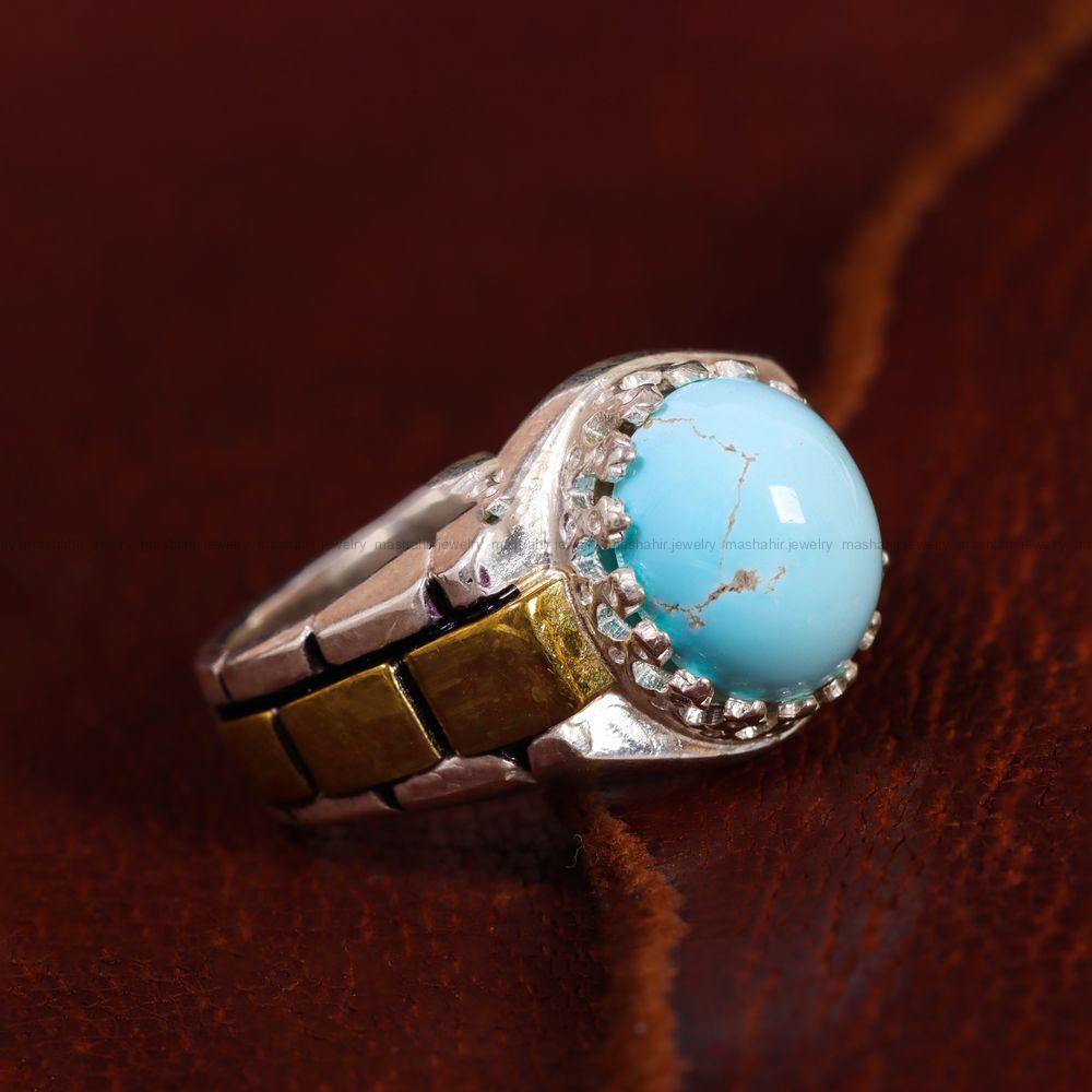 انگشتر فیروزه شجری مردانه کد 13197
