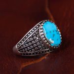 انگشتر فیروزه شجری مردانه کد 13240