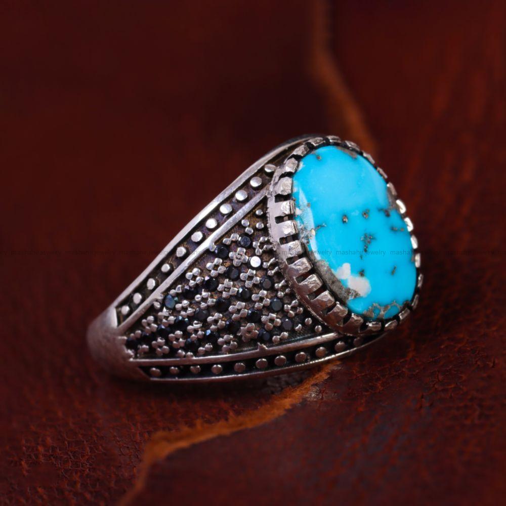 انگشتر فیروزه شجری مردانه کد 13240