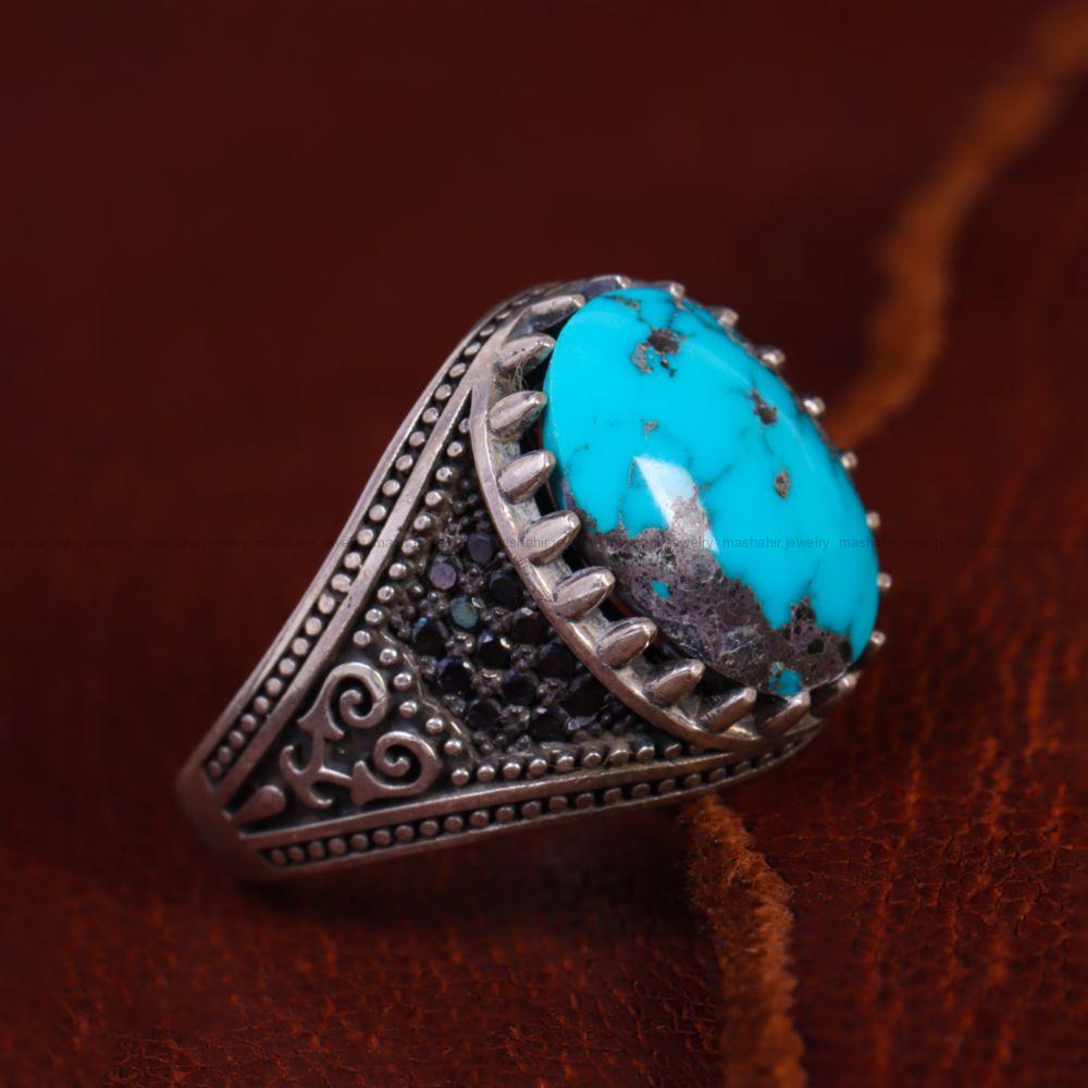 انگشتر فیروزه شجری مردانه کد 13265