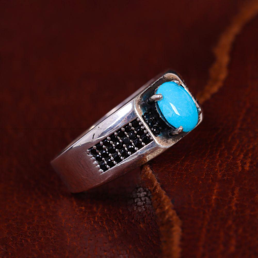 انگشتر فیروزه عجمی مردانه کد 13282