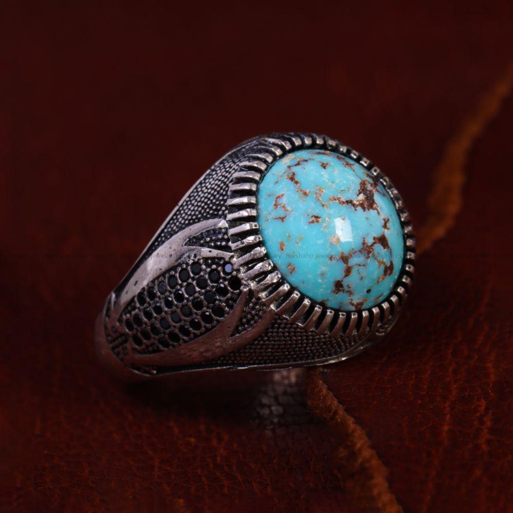 انگشتر فیروزه شجری مردانه کد 13291