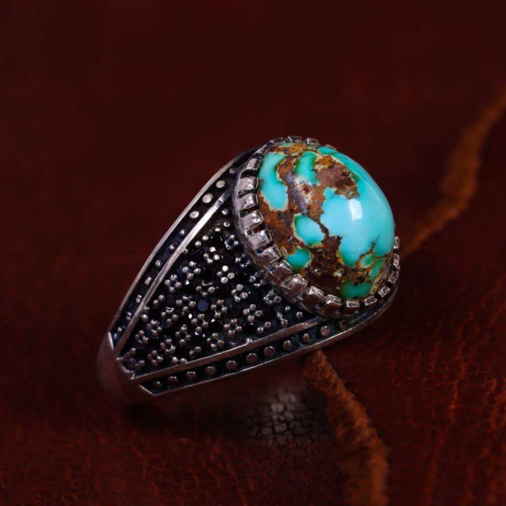 انگشتر فیروزه شجری مردانه کد 13296