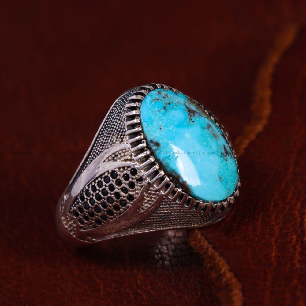 انگشتر فیروزه شجری مردانه کد 13306