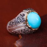 انگشتر فیروزه عجمی مردانه کد 13515