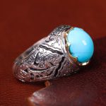 انگشتر فیروزه عجمی مردانه کد 13518